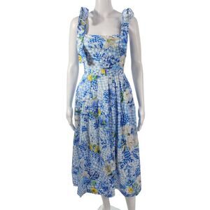 Mary Katrantzou Womens Fit & Flare Square Neck Blue Dress Size 6